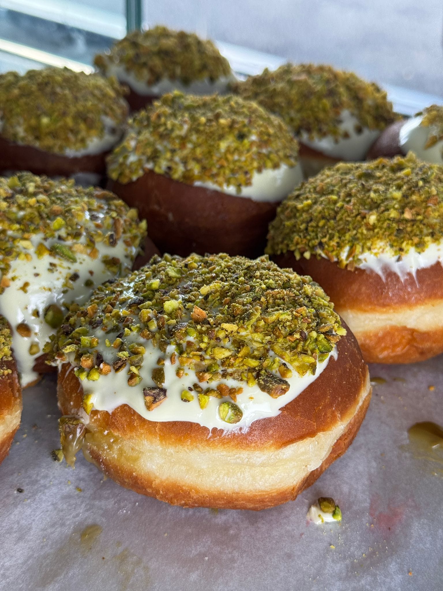 Israeli-style donuts known as sufganiyot available at Cafe Motek Kosher Bakery in Fresh Meadows Queens 